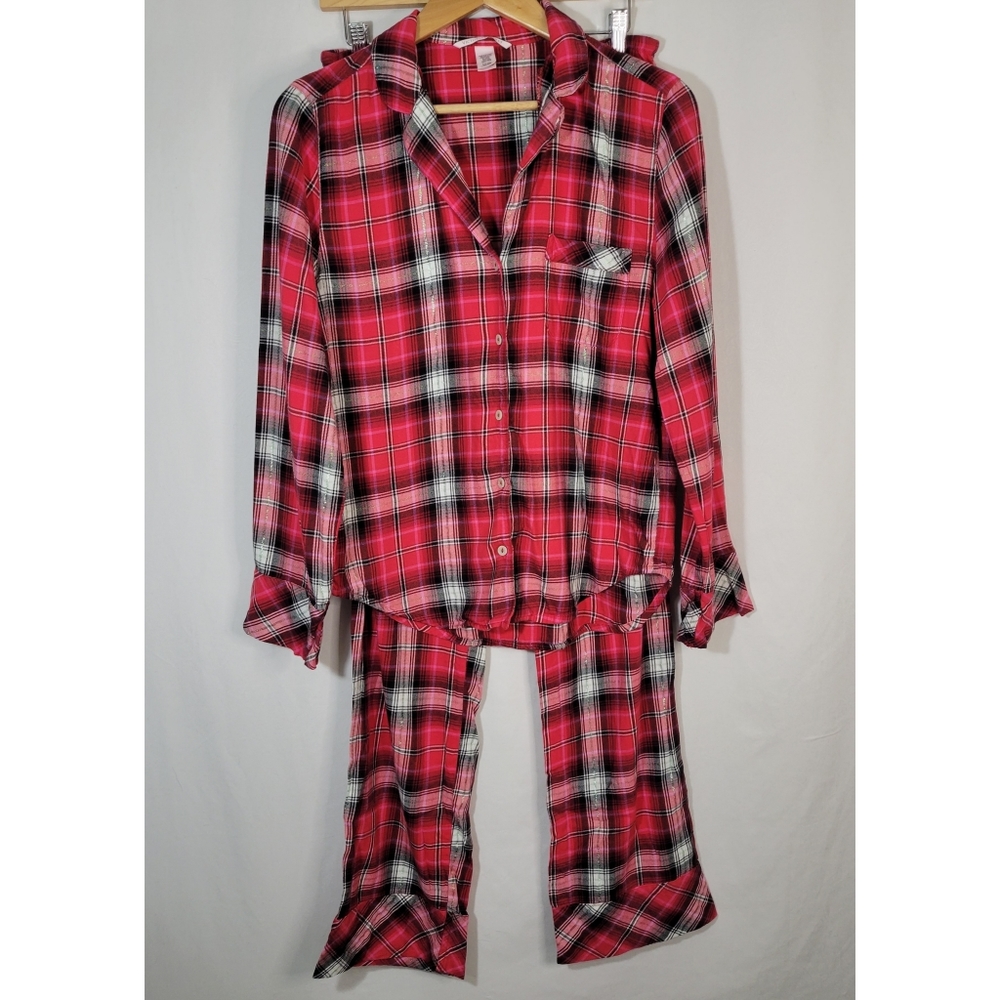 Victoria's Secret Red Plaid Pajama Set Size Small Long
